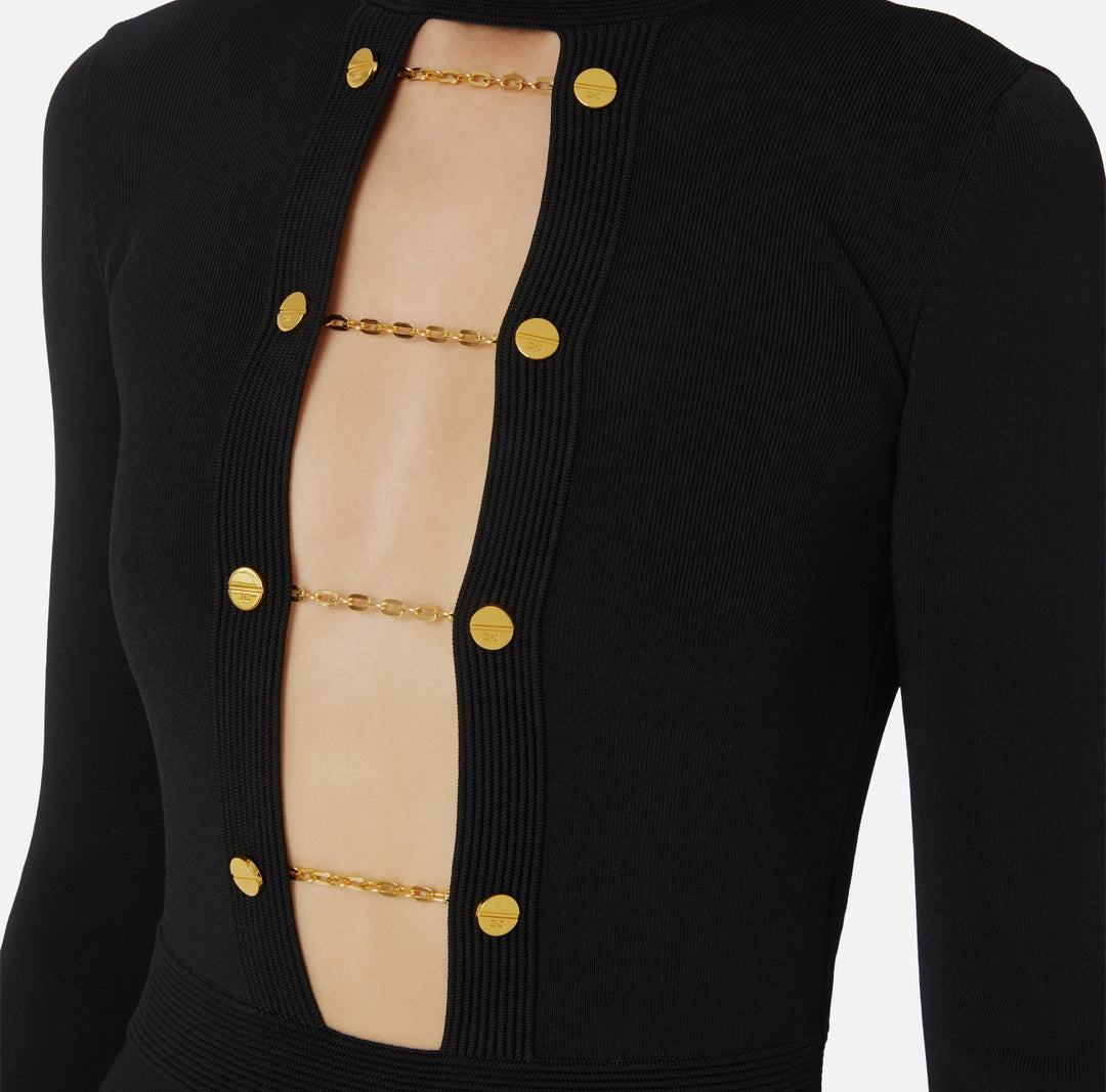 Abito in maglia di viscosa con gemelli gioiello AM29S57E2 Elisabetta Franchi