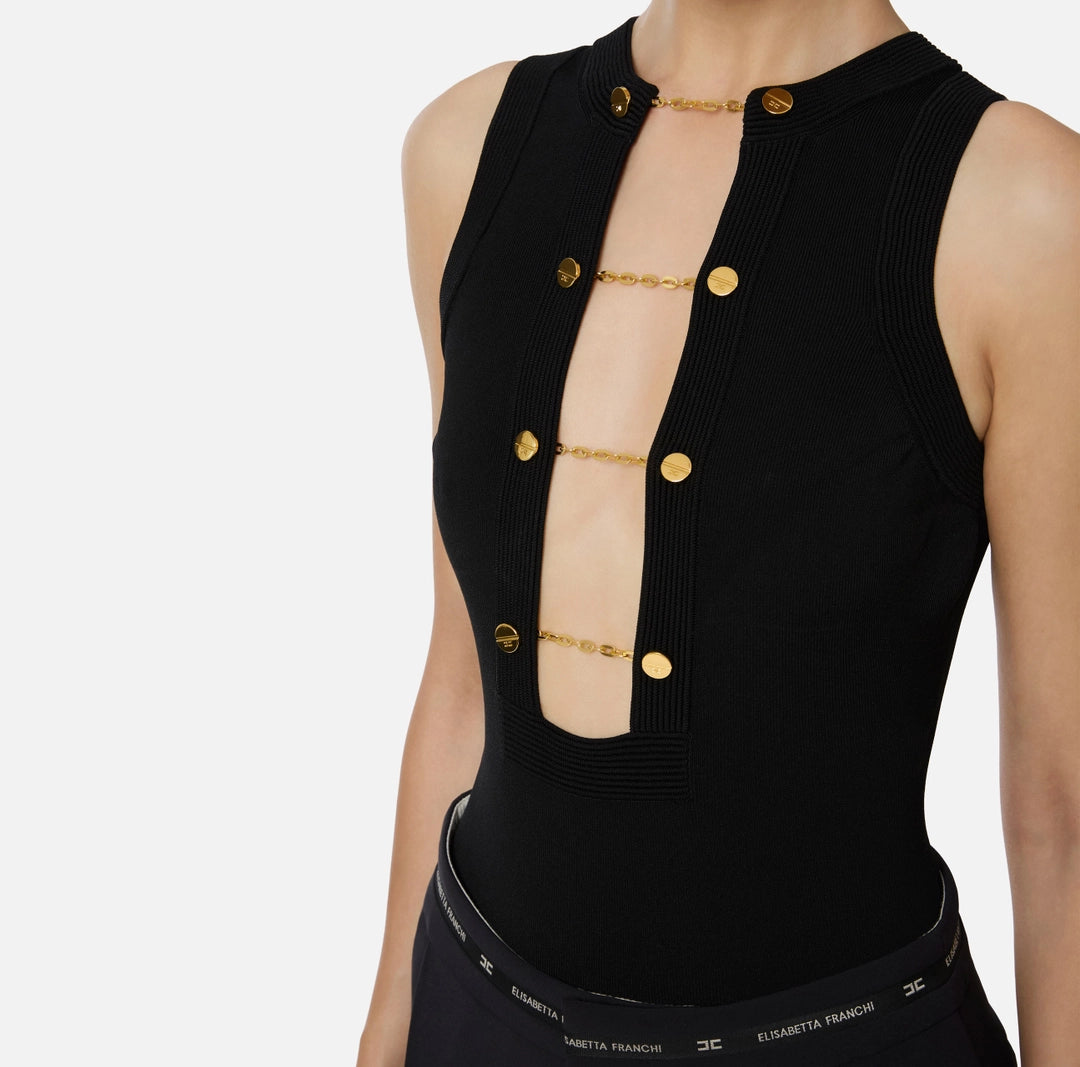 Body in maglia di viscosa con gemelli gioiello BK77S57E2 Elisabetta Franchi