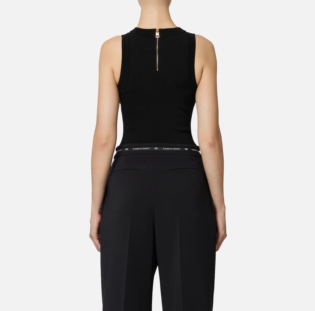 Body in maglia di viscosa con gemelli gioiello BK77S57E2 Elisabetta Franchi