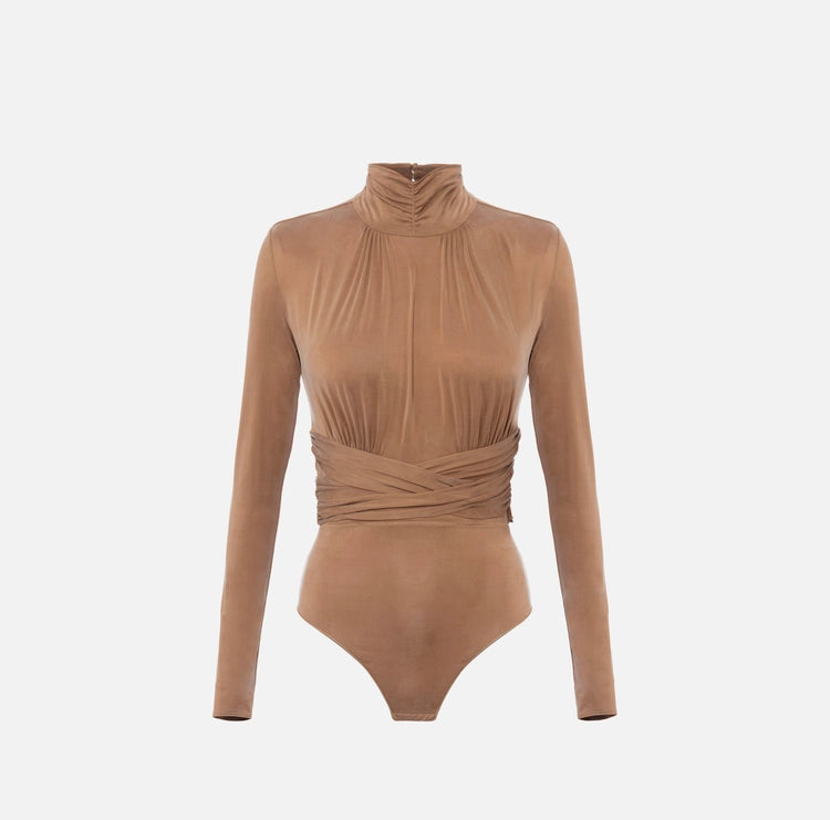 Body in jersey cupro con nastri criss-cross BO00856E2 Elisabetta Franchi