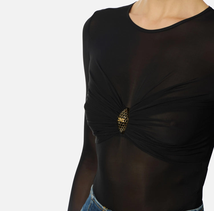 Body in jersey con dettaglio gioiello BO01657E2 Elisabetta Franchi