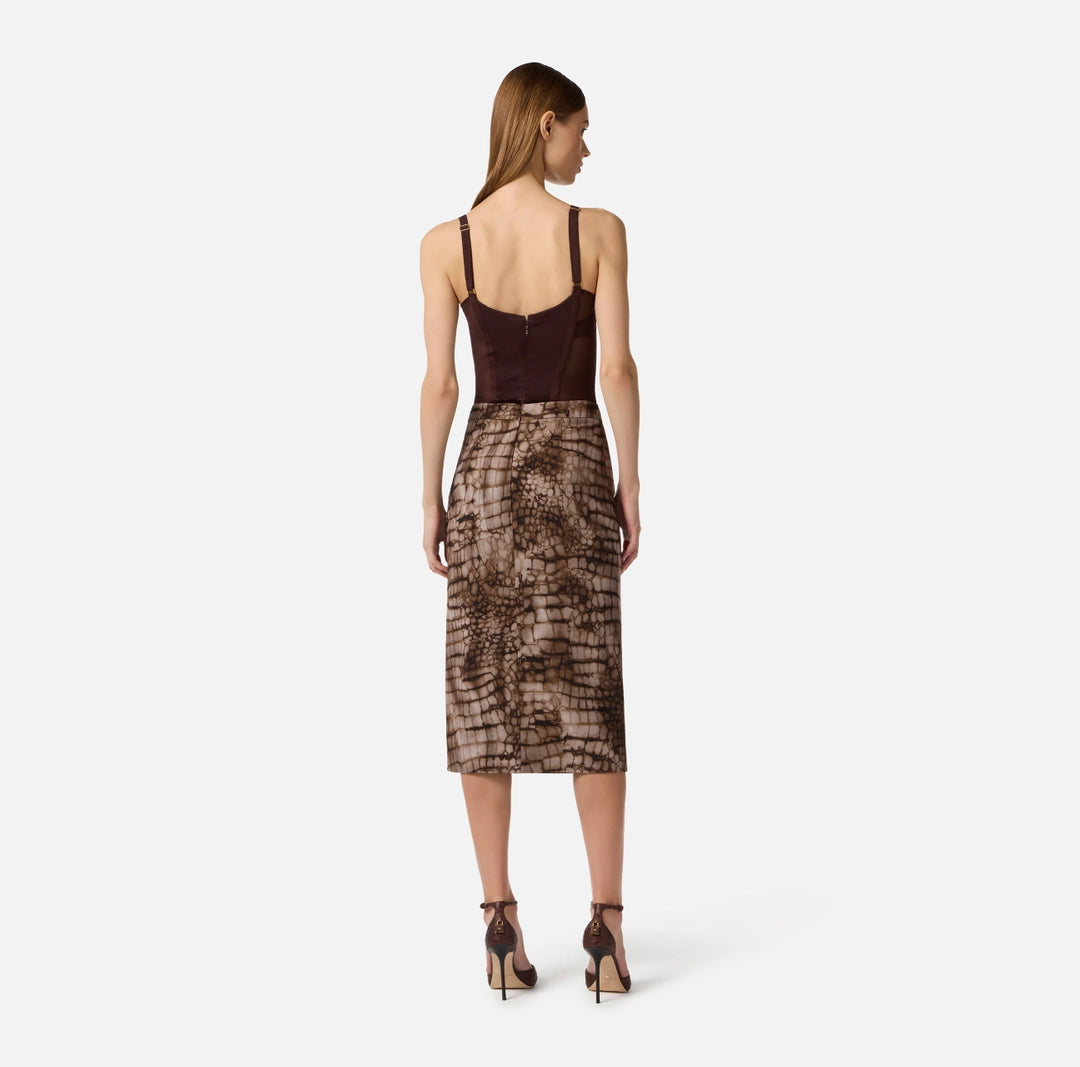 Body in tulle stretch e raso BO02562E2 Elisabetta Franchi
