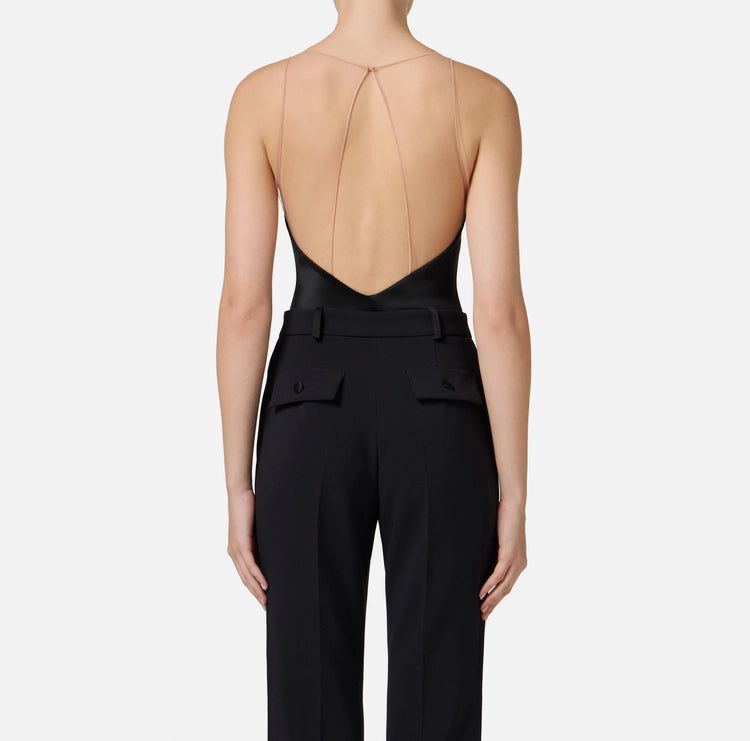 Body in lycra con spalline in tulle BO03051E2 Elisabetta Franchi