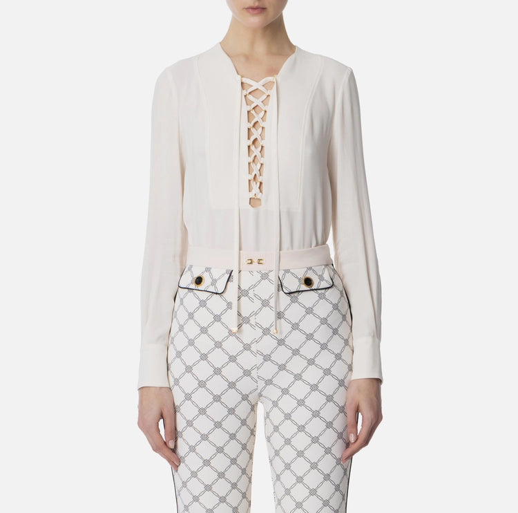 Blusa in georgette con lacci CA00351E2 Elisabetta Franchi