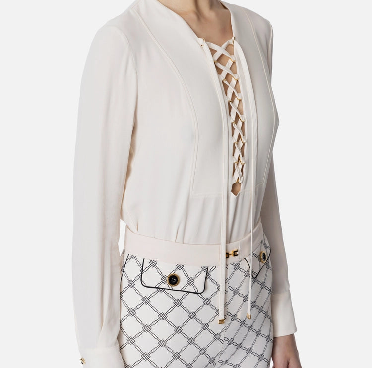 Blusa in georgette con lacci CA00351E2 Elisabetta Franchi