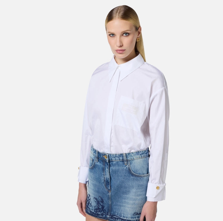 Camicia in popeline con taschino ricamato CA09251E2 Elisabetta Franchi