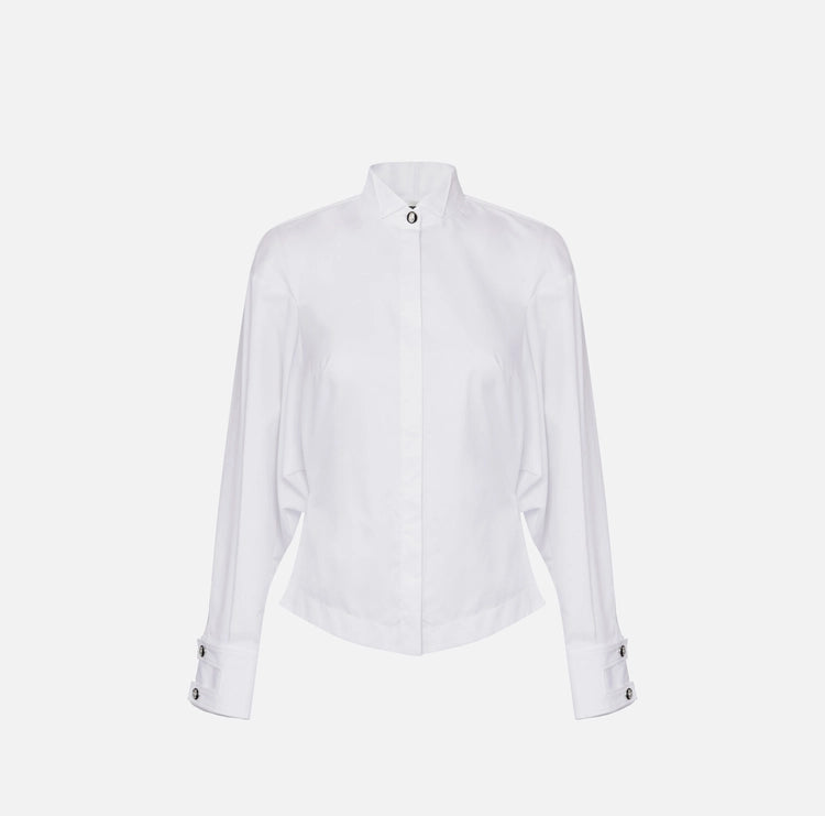 Camicia in popeline di cotone con colletto smoking CA09856E2 Elisabetta Franchi