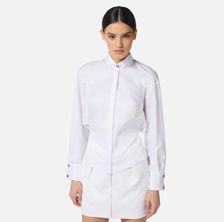 Camicia in popeline di cotone con colletto smoking CA09856E2 Elisabetta Franchi