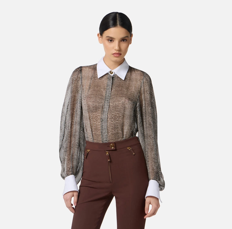 Body con stampa pitone e colletto CB00657E2 Elisabetta Franchi
