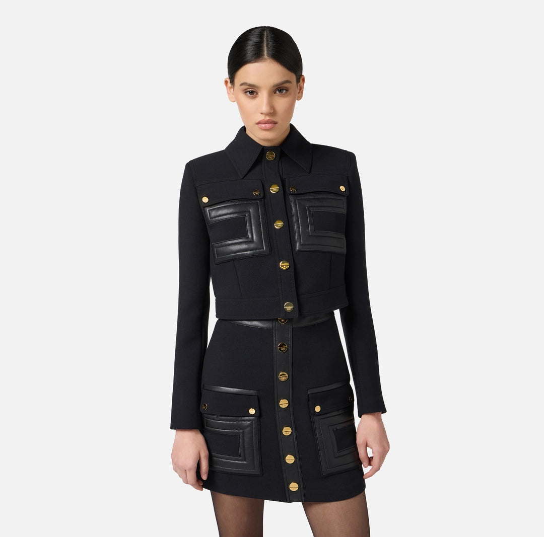 Giacca in doppio crêpe con dettagli logo GI15957E2 Elisabetta Franchi