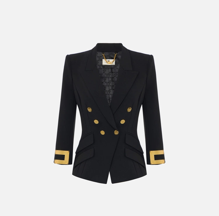 Giacca in doppio crêpe stretch con logo gioiello GI26866E2 Elisabetta Franchi