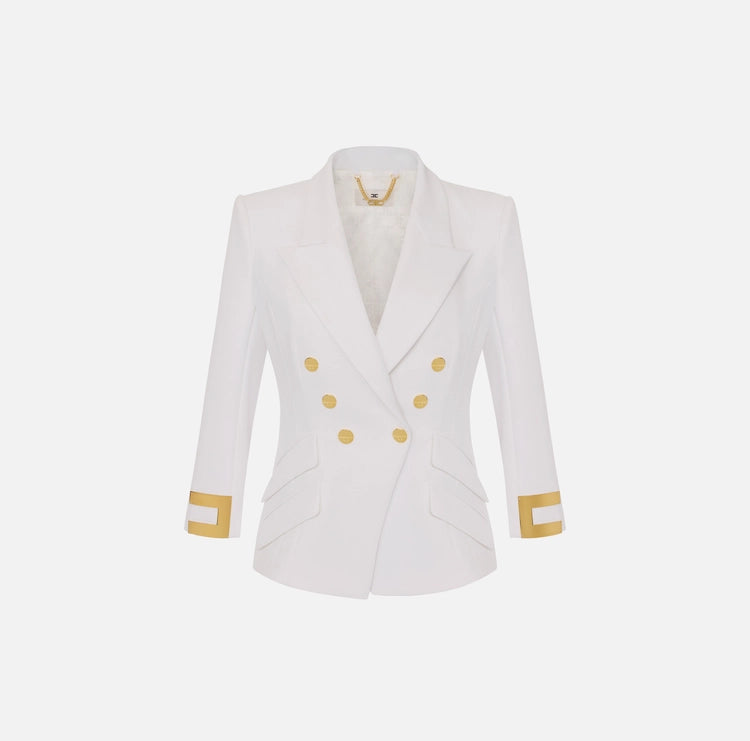 Giacca in doppio crêpe stretch con logo gioiello GI26866E2 Elisabetta Franchi