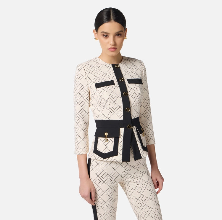 Giacca bi-color in doppio crêpe GIS0156E2 Elisabetta Franchi