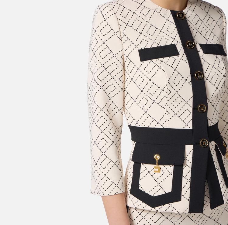 Giacca bi-color in doppio crêpe GIS0156E2 Elisabetta Franchi