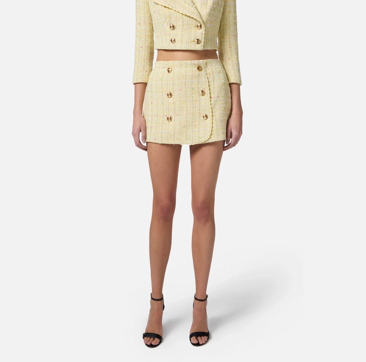 Gonna in bouclé lurex con bottoni logati GO11652E2 Elisabetta Franchi