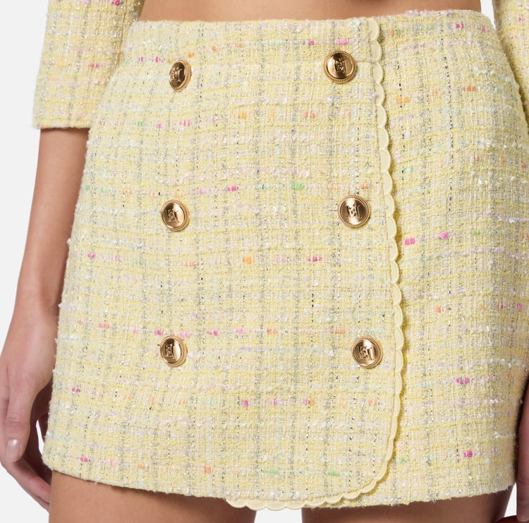 Gonna in bouclé lurex con bottoni logati GO11652E2 Elisabetta Franchi