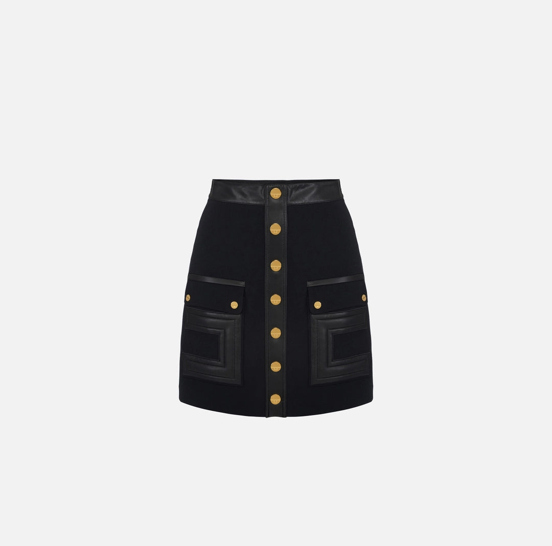 Mini gonna in doppio crêpe con dettagli logo GO12057E2 Elisabetta Franchi