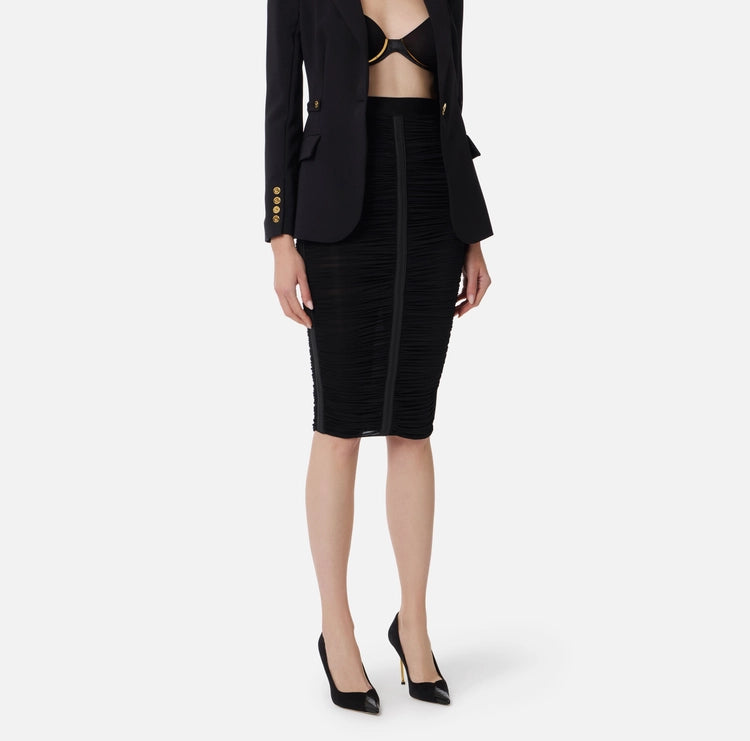 Gonna in jersey leggero con drappeggi GO13256E2 Elisabetta Franchi