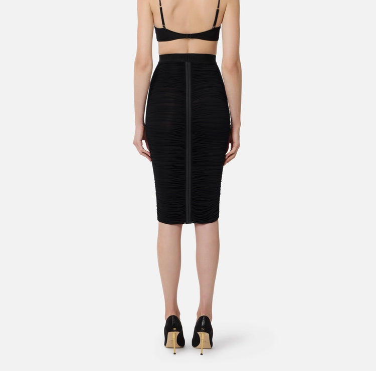 Gonna in jersey leggero con drappeggi GO13256E2 Elisabetta Franchi