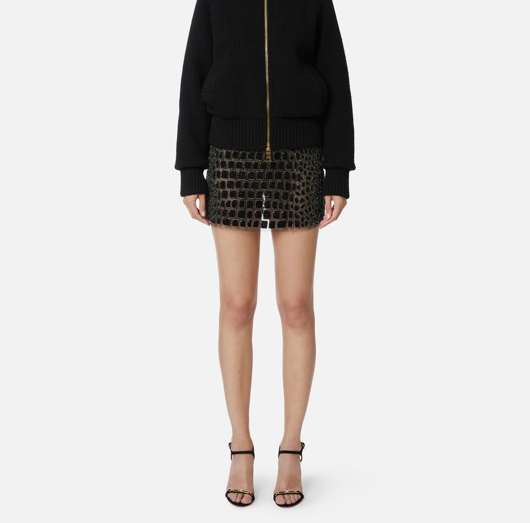 Gonna in tulle con ricami cocco GO13957E2 Elisabetta Franchi