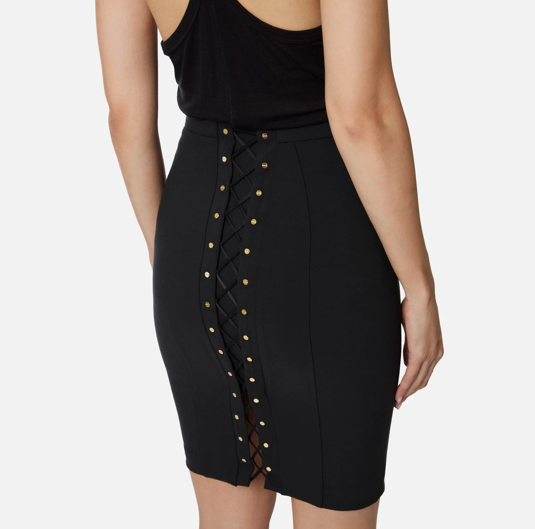 Gonna in tessuto bielastico con lacci criss-cross GO14757E2 Elisabetta Franchi