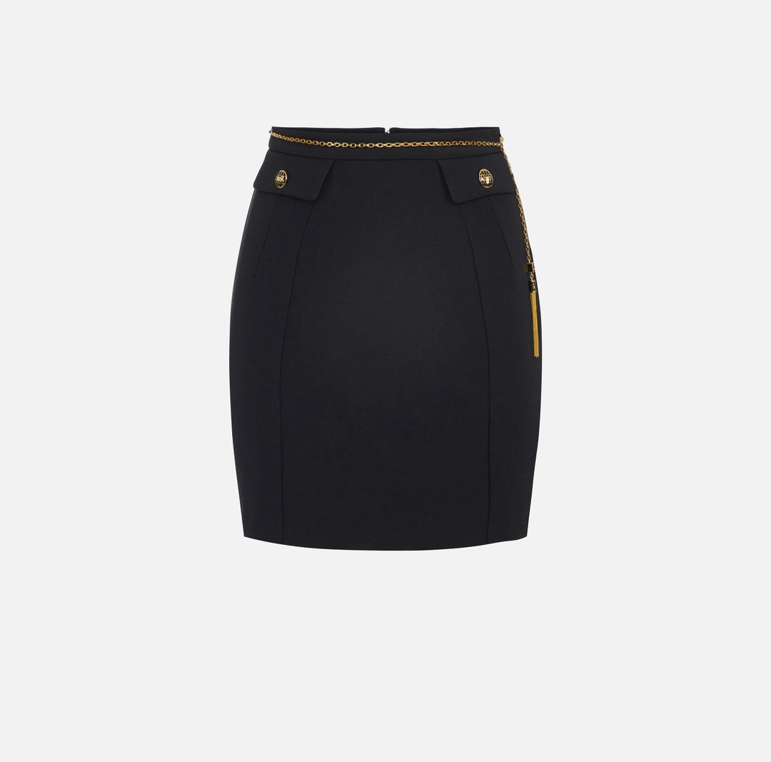 Gonna in doppio crêpe con catena gioiello GO14857E2 Elisabetta Franchi