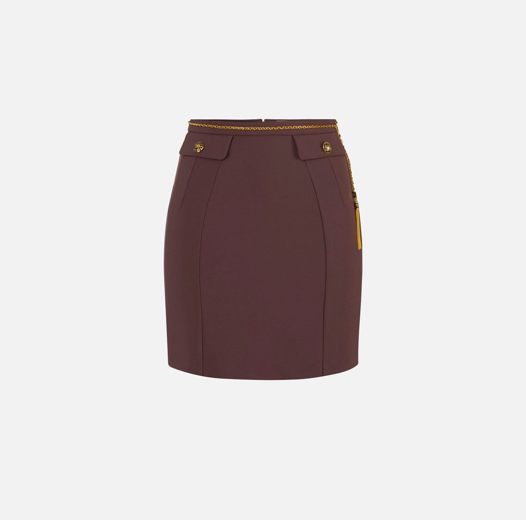 Gonna in doppio crêpe con catena gioiello GO14857E2 Elisabetta Franchi