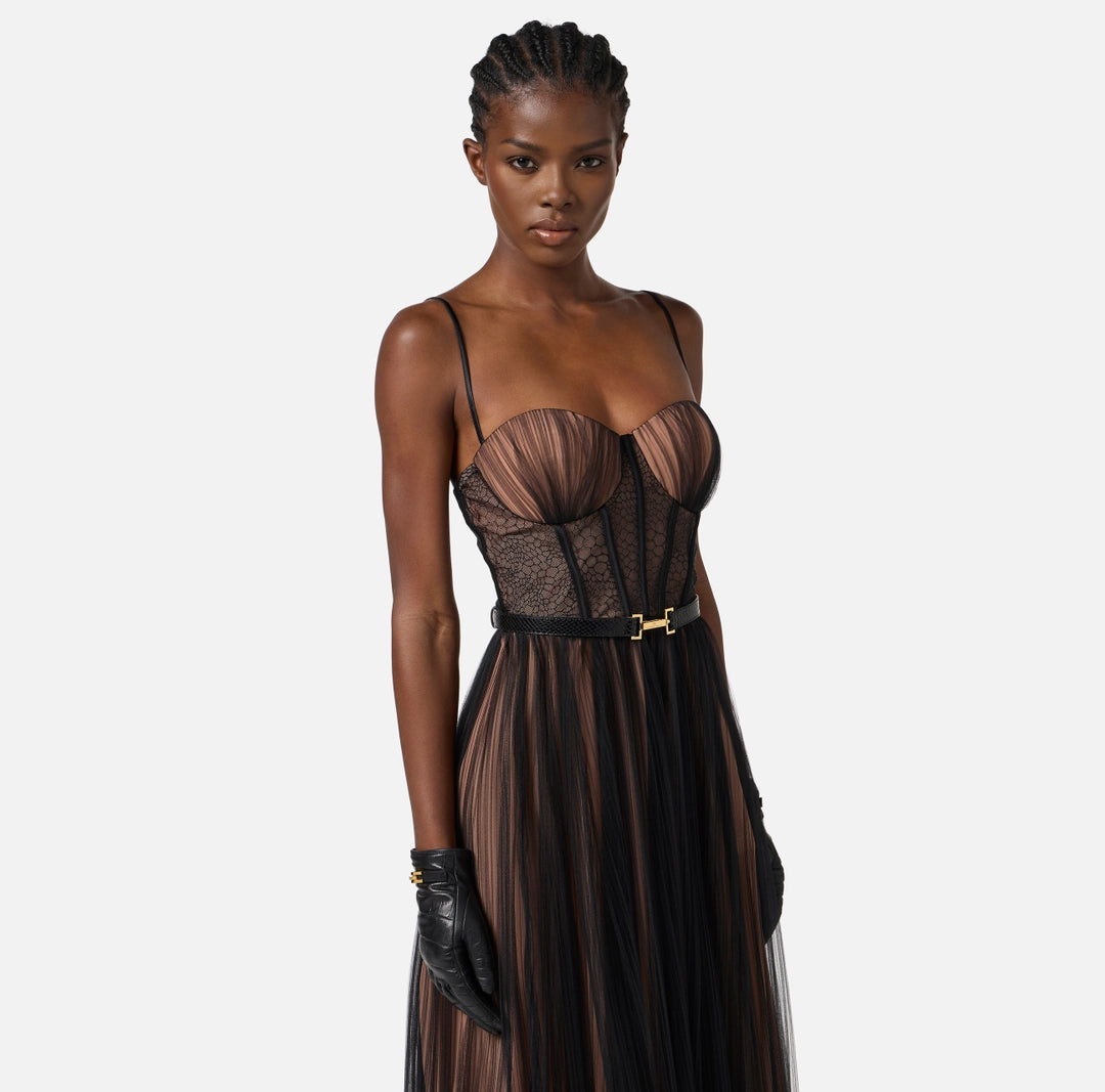 Guanti in pelle nappata con dettaglio logo GU05R56E2 Elisabetta Franchi