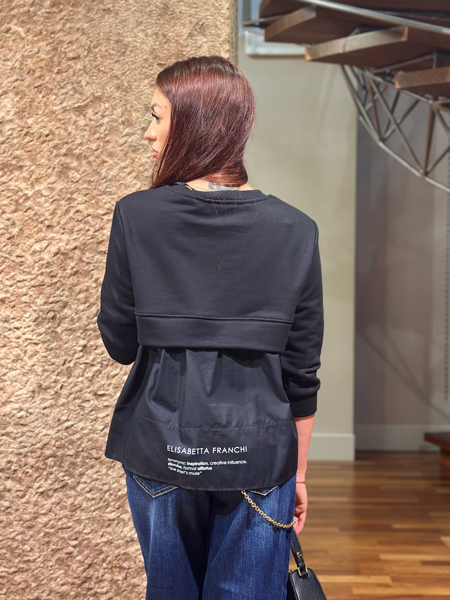 Maglia in felpa con dettagli in popeline MD00656E2 Elisabetta Franchi
