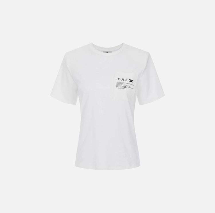 T-shirt in jersey di cotone pesante con taschino MA02056E2 Elisabetta Franchi