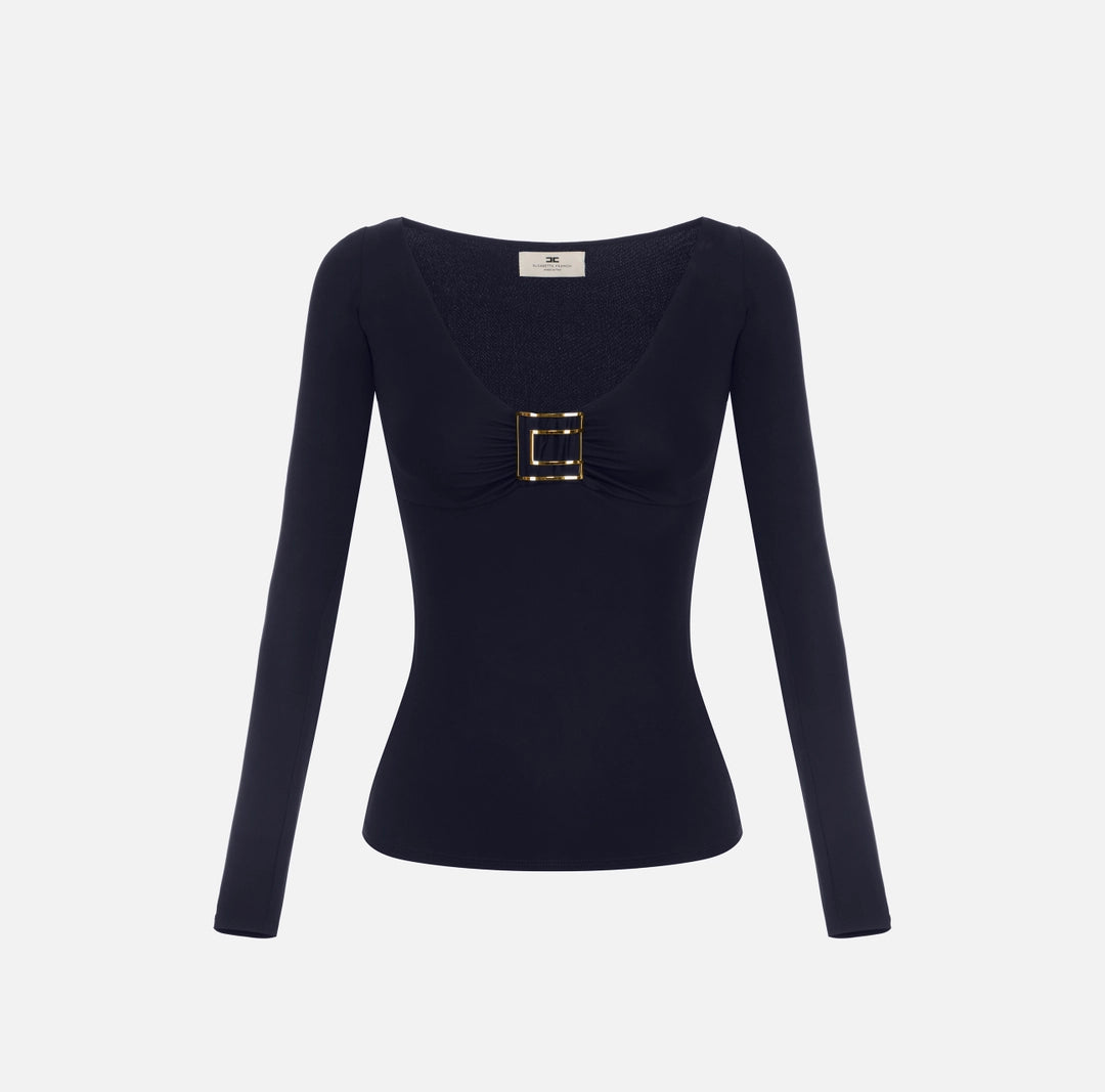 Maglia in jersey con logo gioiello MD00567E2 Elisabetta Franchi