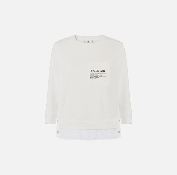 Maglia in felpa con dettagli in popeline MD00656E2 Elisabetta Franchi