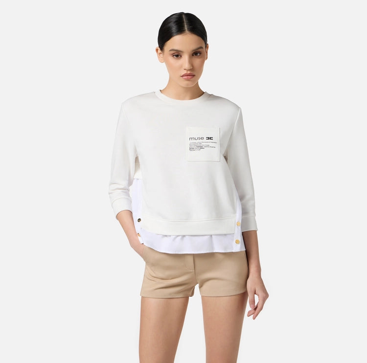 Maglia in felpa con dettagli in popeline MD00656E2 Elisabetta Franchi
