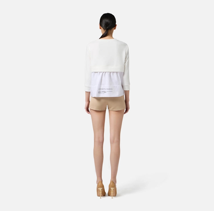 Maglia in felpa con dettagli in popeline MD00656E2 Elisabetta Franchi