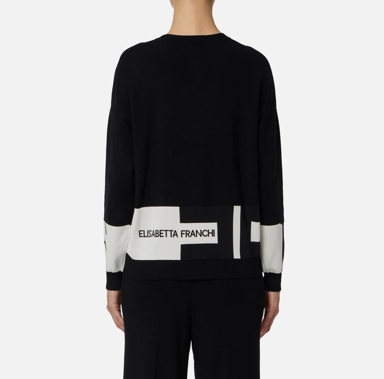 Maglia in viscosa con bande lucide MK01S56E2 Elisabetta Franchi