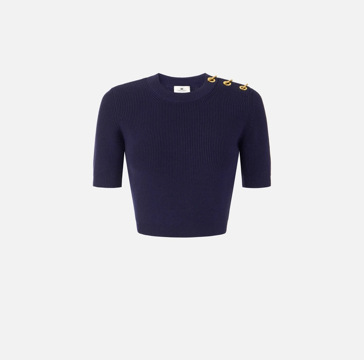 Top in maglia con dettagli gioiello MK02S66E2 Elisabetta Franchi