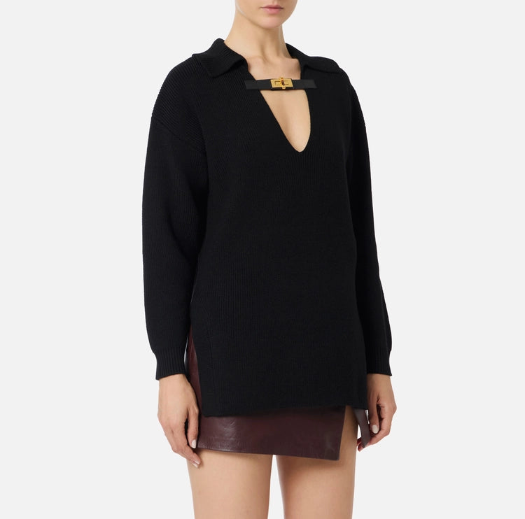 Maglia in misto lana con cinturino gioiello MK06S56E2 Elisabetta Franchi