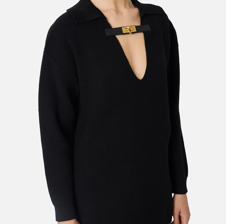 Maglia in misto lana con cinturino gioiello MK06S56E2 Elisabetta Franchi