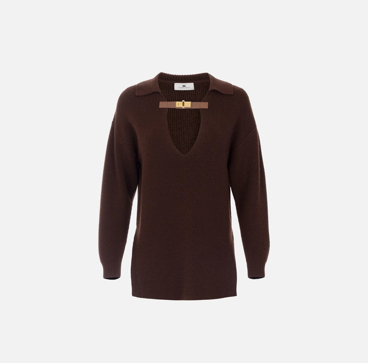 Maglia in misto lana con cinturino gioiello MK06S56E2 Elisabetta Franchi