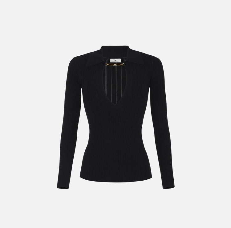 Maglia a costine con dettagli à jour MK09B56E2 Elisabetta Franchi