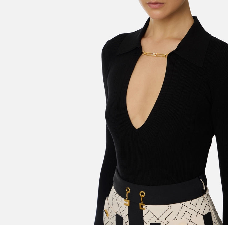 Maglia a costine con dettagli à jour MK09B56E2 Elisabetta Franchi