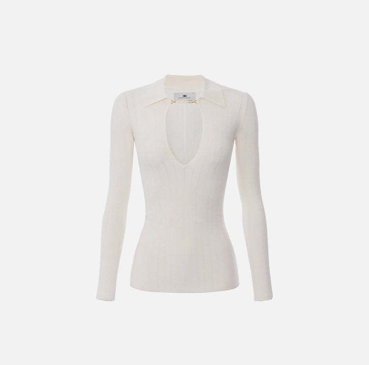 Maglia a costine con dettagli à jour MK09B56E2 Elisabetta Franchi