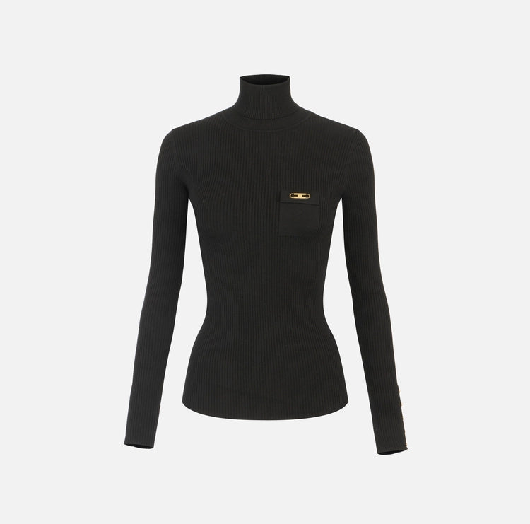 Maglia a costine con taschino MK11B56E2 Elisabetta Franchi