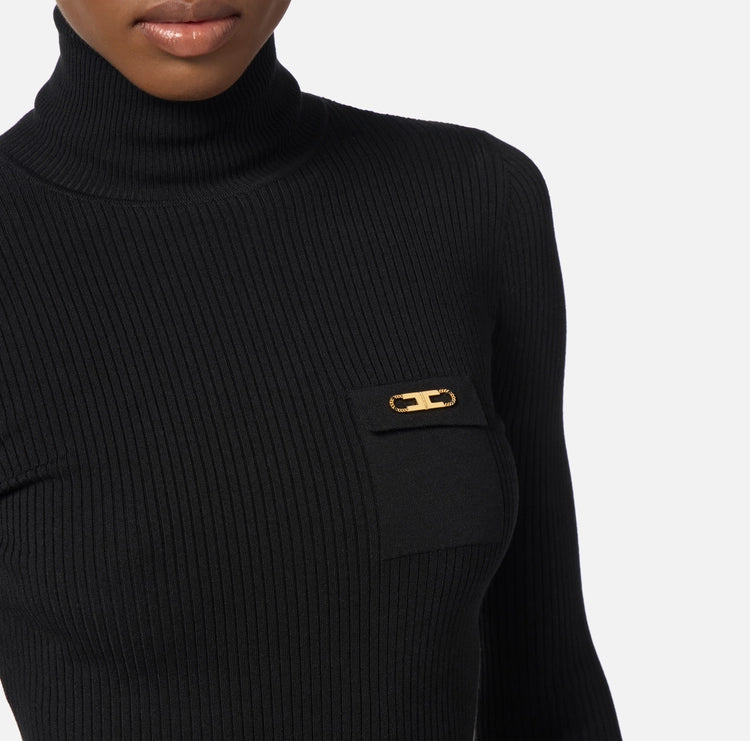 Maglia a costine con taschino MK11B56E2 Elisabetta Franchi