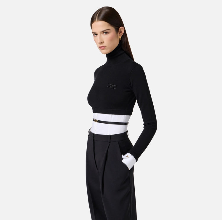 Maglia in viscosa e popeline di cotone MK14T56E2 Elisabetta Franchi