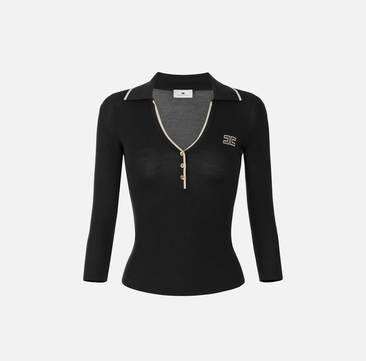 Polo in maglia a costine MK17B66E2 Elisabetta Franchi