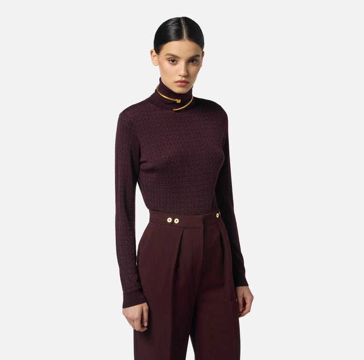 Maglia in lana con micro-logo jacquard MK23S56E2 Elisabetta Franchi