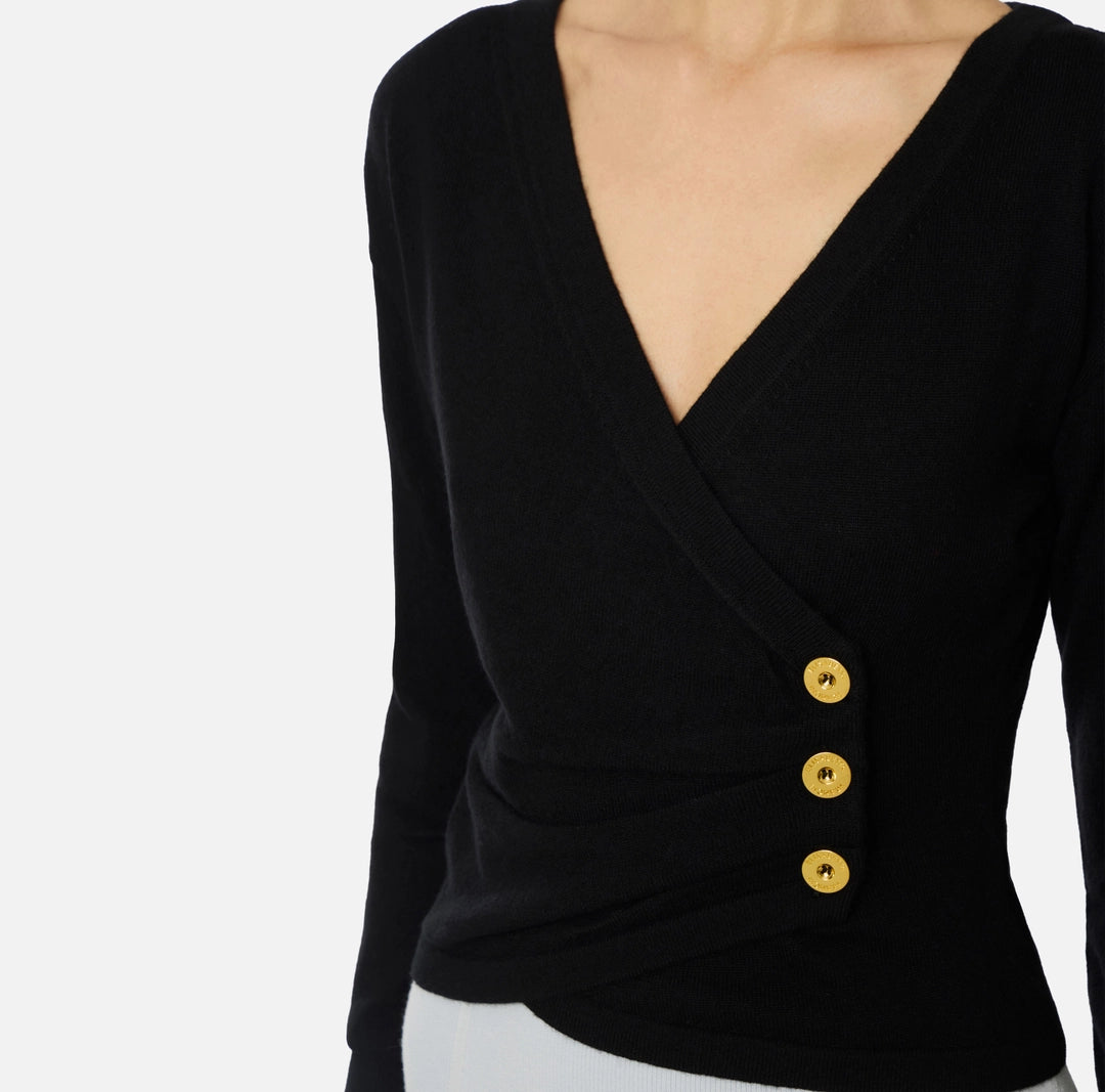 Maglia in misto cachemire con bottoni gioiello MK32S57E2 Elisabetta Franchi