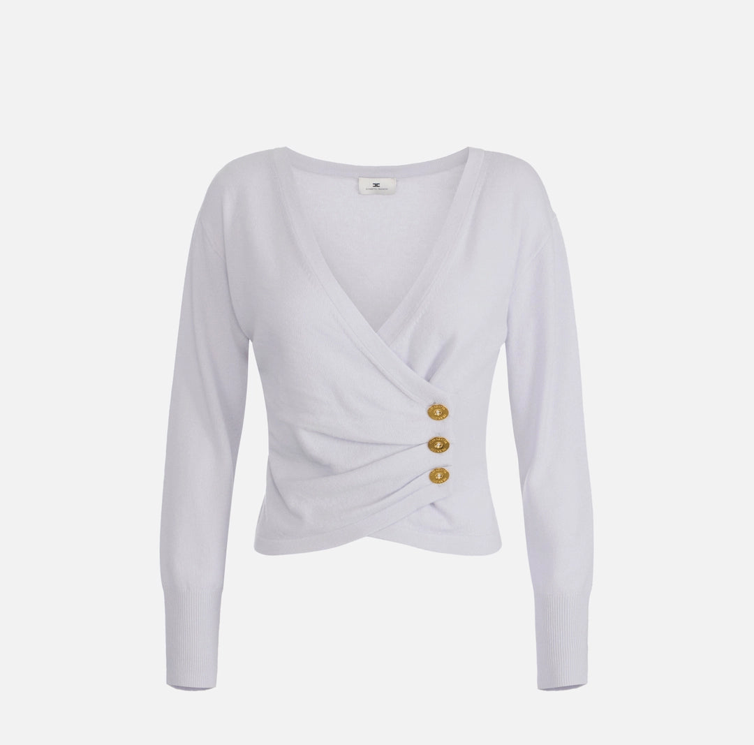 Maglia in misto cachemire con bottoni gioiello MK32S57E2 Elisabetta Franchi