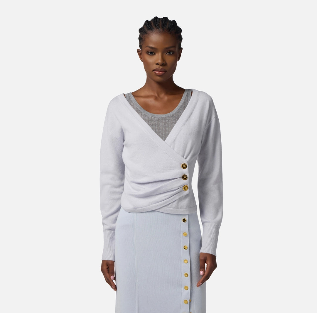 Maglia in misto cachemire con bottoni gioiello MK32S57E2 Elisabetta Franchi